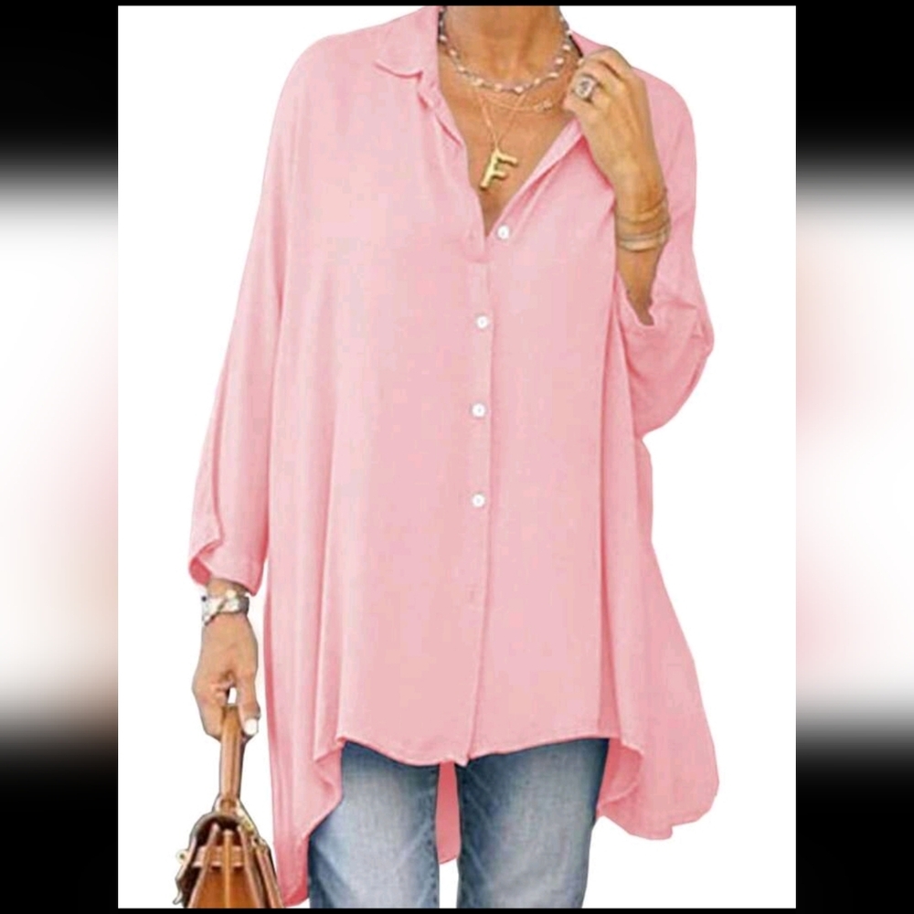 Light Pink Button-Front Two-Piece Dress Set